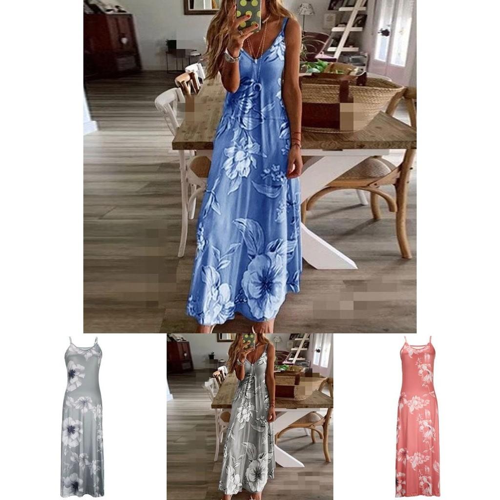 Women's Oversized Floral Printed Sleeveless Maxi Dress For Summer Holidays