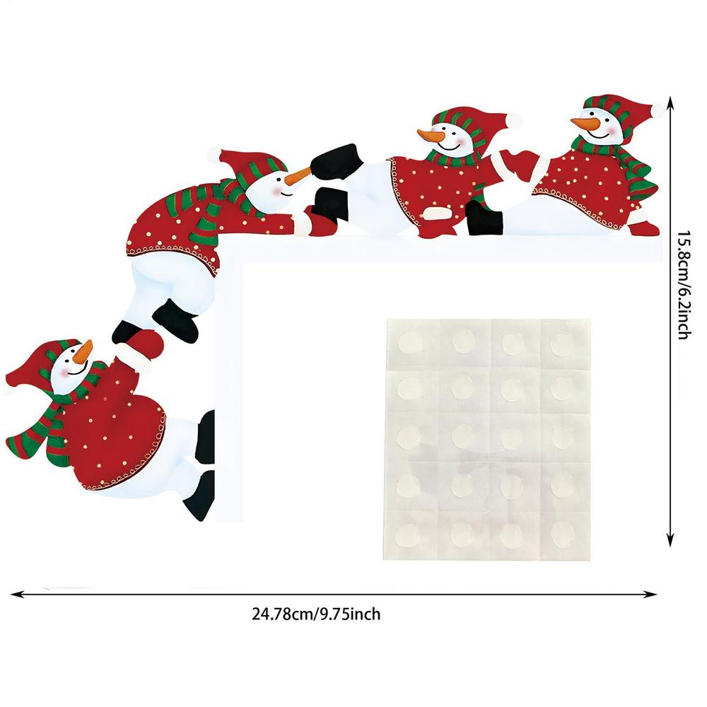 

Santa Claus Snowman Reindeer Wooden Frame Sign Christmas Door Frame Decoration Double-Sided Wall Door Topper Decoration