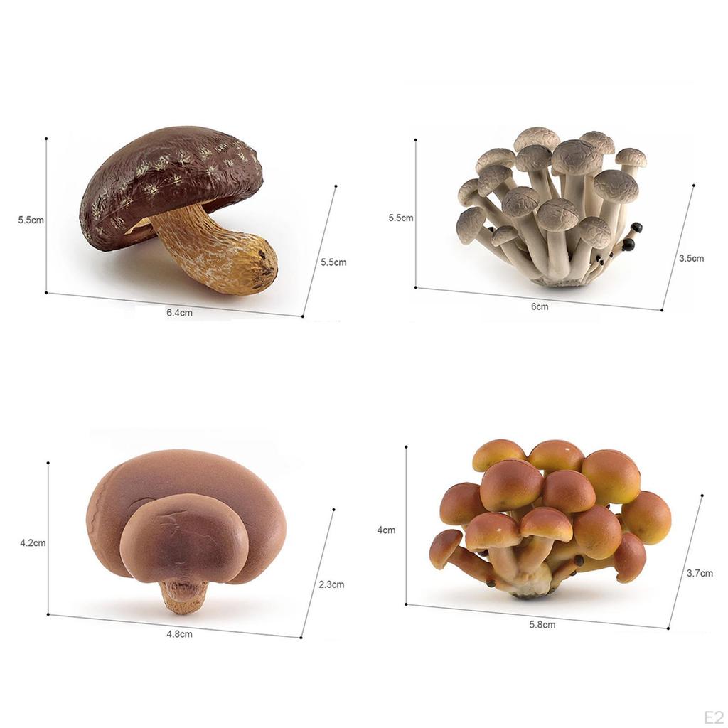 4 Piece Mushroom Model Decoration Figures for Nursery Storytelling Toddlers Unisex