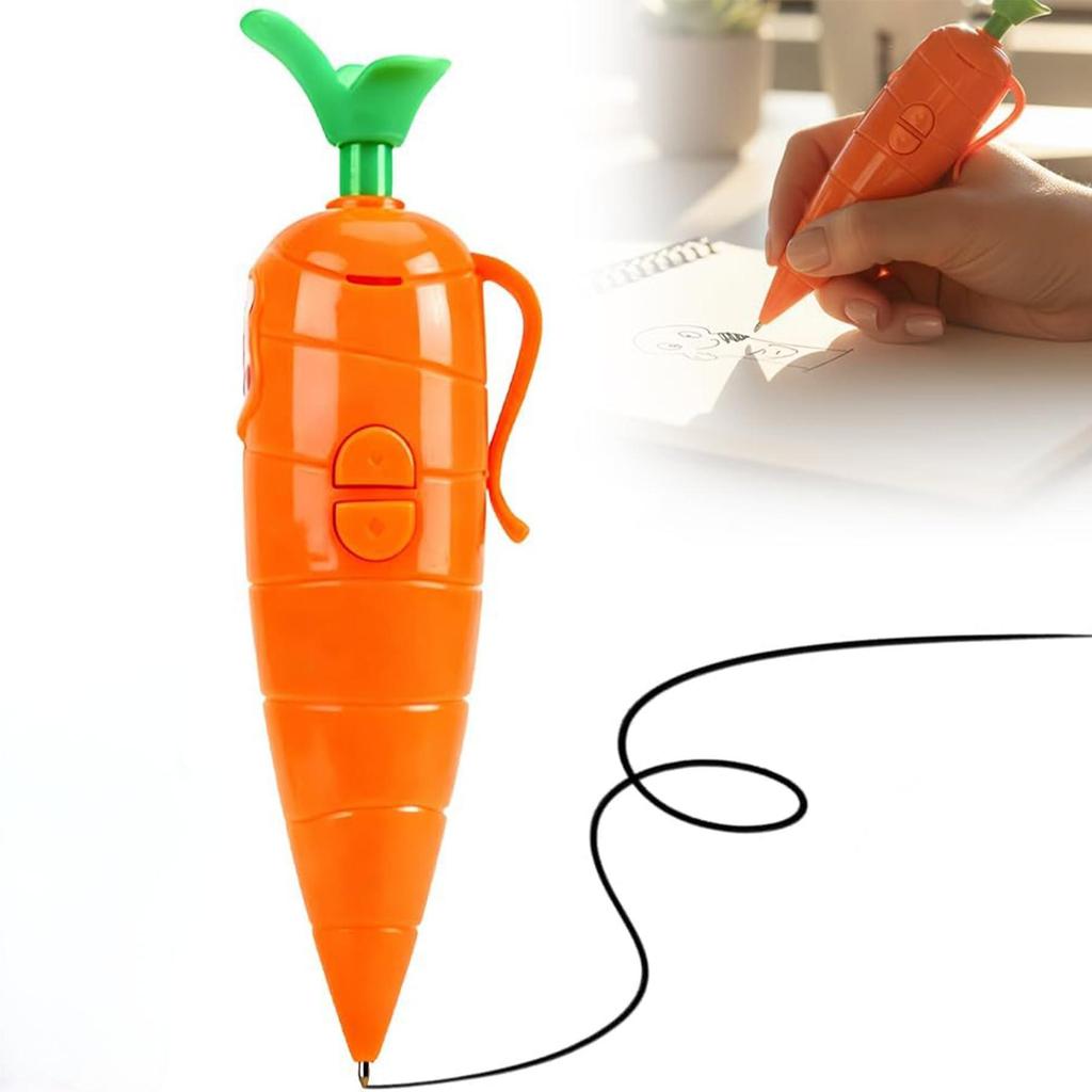 Kids Recorder Pen Toy with 15-Second Playback Cute Carrot Recorder Device Writing Ballpoint Pen for Boys Girls