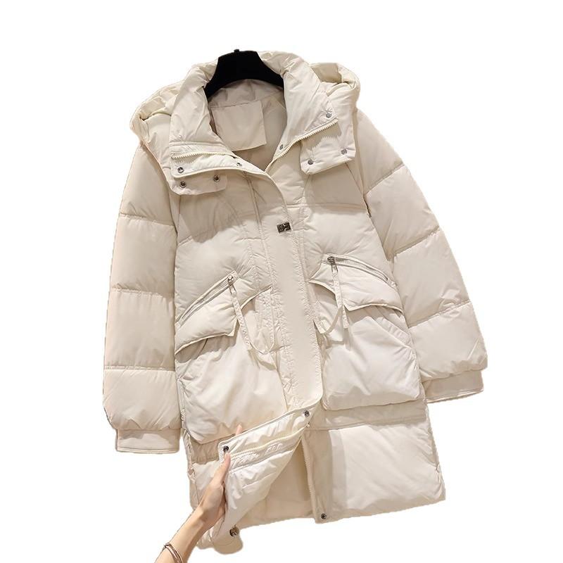 Down cotton-padded clothes 2025 winter new medium and long Korean version loose fashion cotton-padded clothes thickened cotton-padded jackets warm