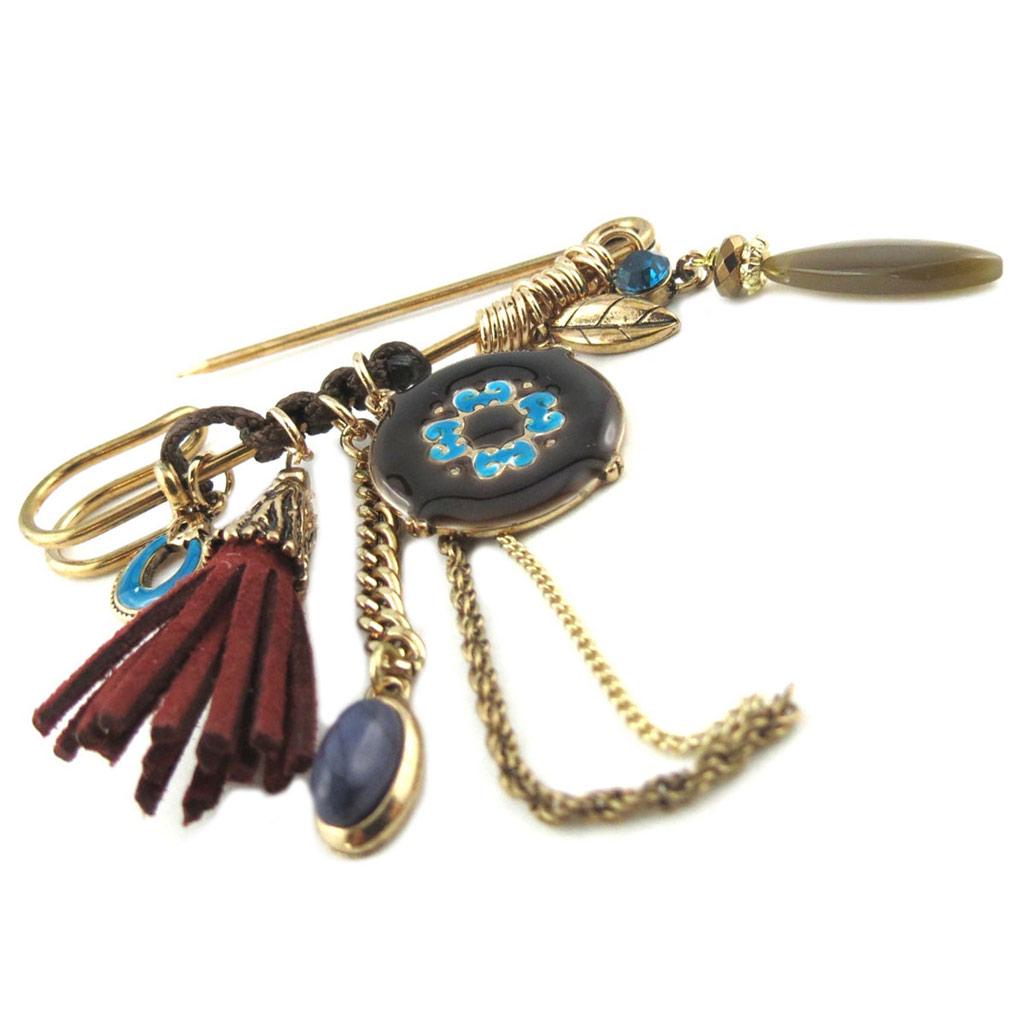 Les Trésors De Lily [P8411] - Designer Brooch 'Acapulco' Golden Brown - 95x75 Mm