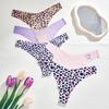 Leopard Heart Print Low-Rise No-Stripes Cotton Thong