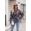 Spring and Autumn Women's New Casual Fashion Loose Plaid Pocket Shirt Jacket