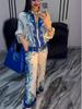 2025 Summer European & American 3D Floral Baseball Jacket with Drawstring Pants Two-Piece Set