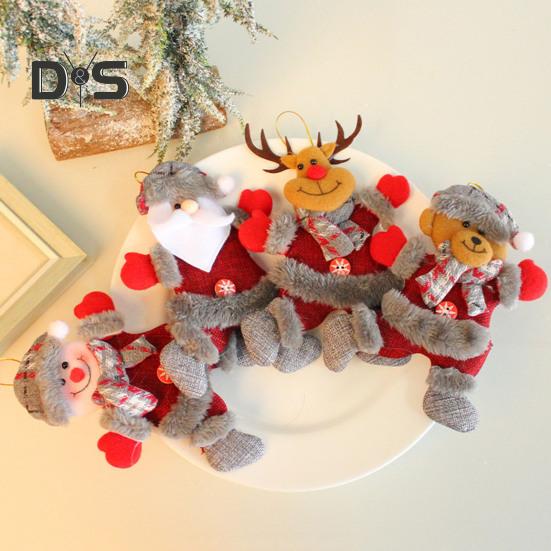 4 Adet Noel Süsleri Peluş Kardan Adam Noel Baba Geyik Ayı Bebek Figürü Kış Asılı Süslemeler Noel Ağacı Ev Dekoru için