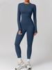 Elastic Brushed Yoga Set: Quick-Dry Fitness Wear with Long-Sleeve Top and Running Pants, Perfect for Spring/Autumn.