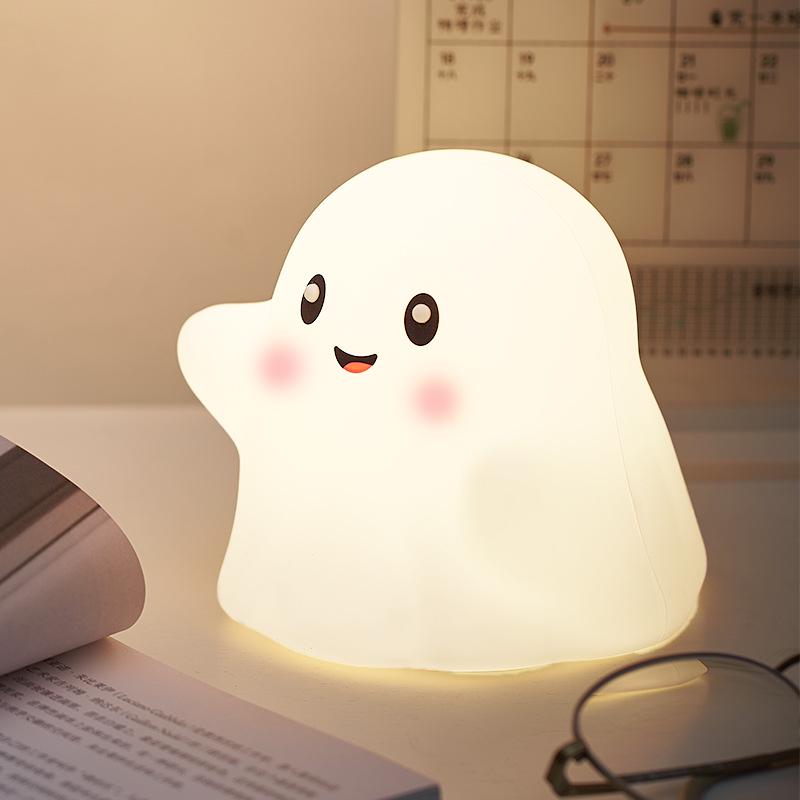 Rechargeable Halloween Pumpkin Silicone Night Light - Decorative Bedside Atmosphere Lamp