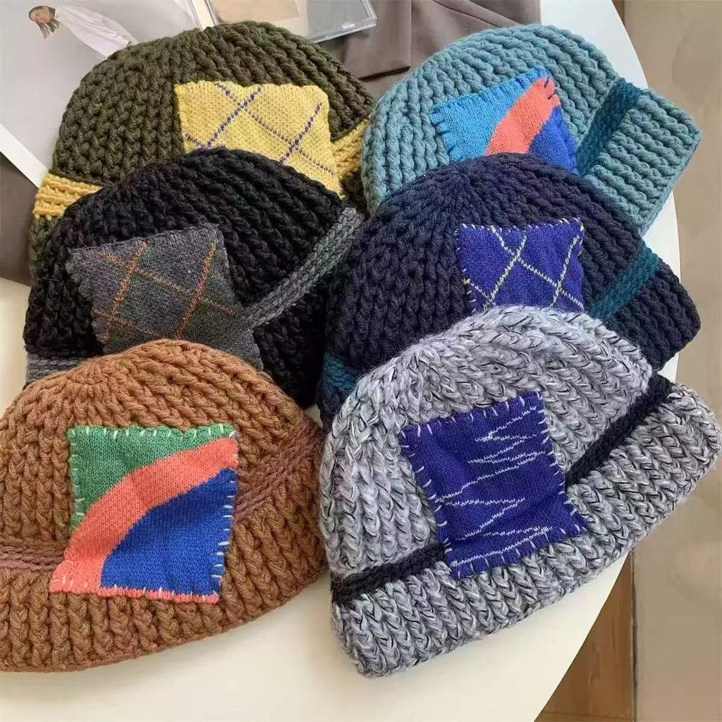 Handmade Warm Fisherman's Hat for Women, A Rare and Versatile Bucket Hat for Autumn and Winter, A Multi-color Thick Woolen Knitted Hat