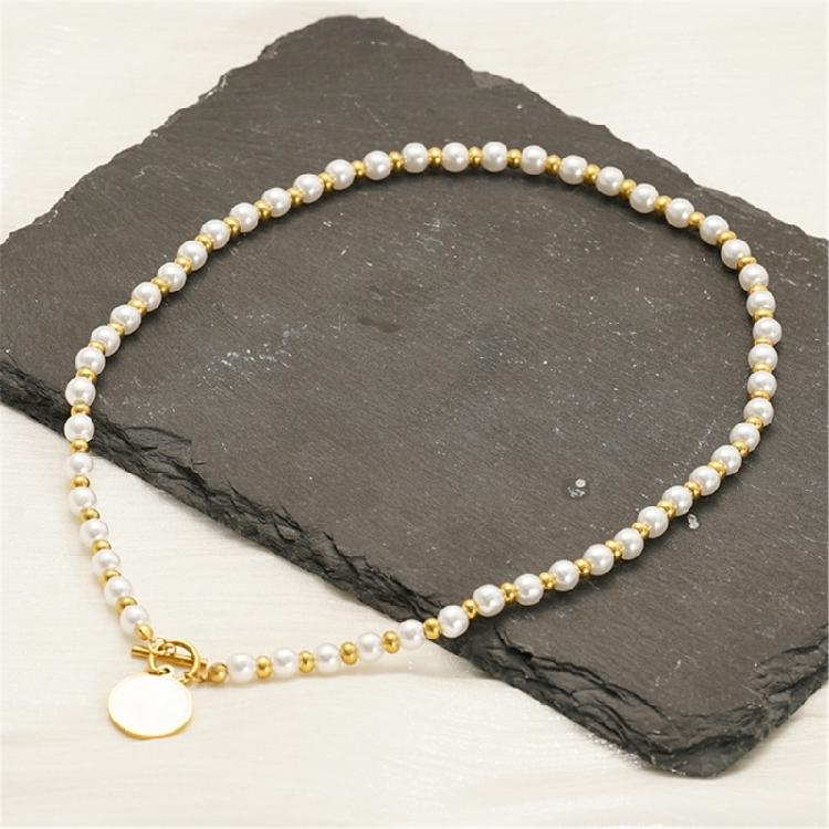 Faux Pearls And Shell Layering Necklace Suitable Stylish Clavicle Chain For Commuting Dating Or Parties