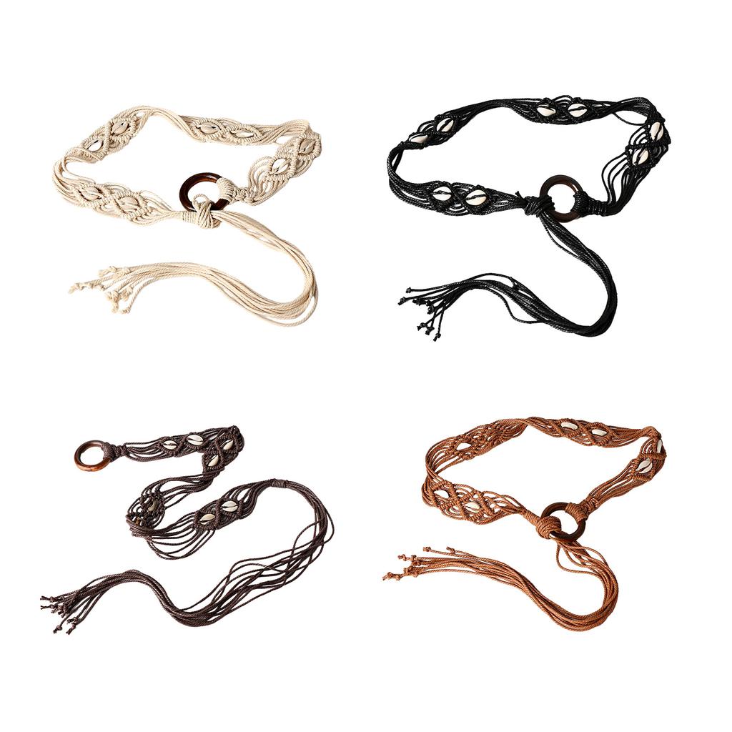 Damen Geflochtener Taillengürtel Vintage Dünne Böhmische Gürtel mit Perlenverzierungen Dekorativer Cooler Mädchen Kleid Hemd Taillengürtel