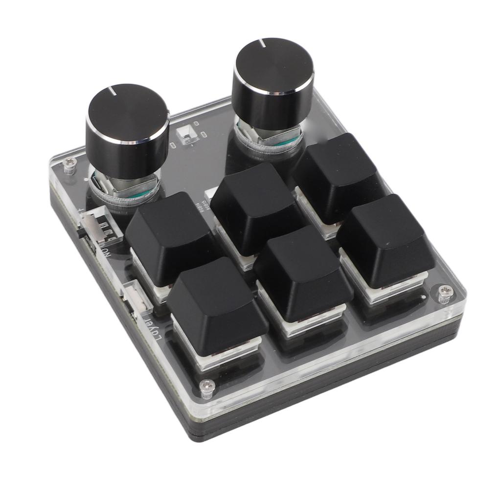 USB Mini 6 Key Keypad with 2 Knob Red Switch Programmable Custom Mini Macro One Handed One Handed Keypad Keypad for Game