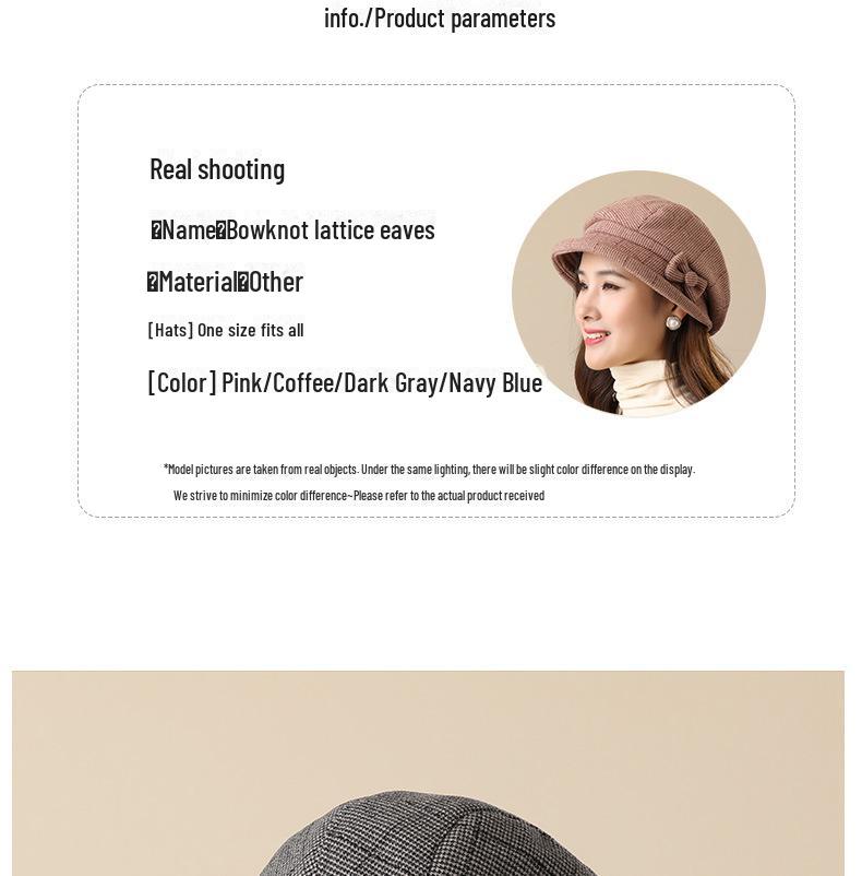Plaid Autumn & Winter Women's Fisherman Hat: Stylish, Warm, & All-Match for Middle-Aged & Elderly.