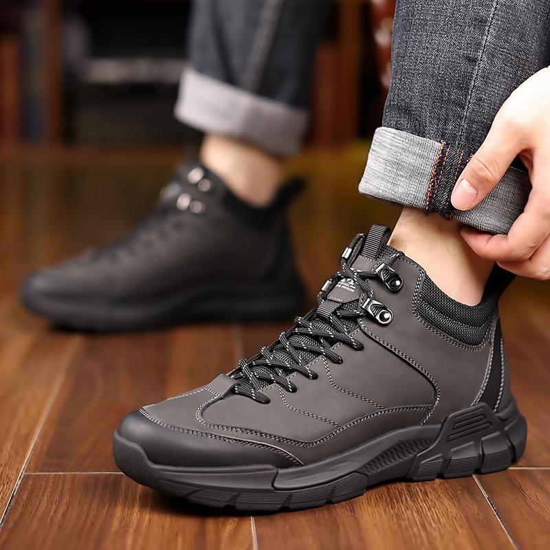 Mode Herrenstiefel Winter Plüsch Dicke Sohle Schnürschuhe Arbeitskleidung Schuhe Herren Trendige Kältefest Warme Baumwolle Kurze Stiefel Botas Para Hombre