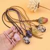 Handmade Healing Crystals Necklace Unique Elegant Natural Stone Pendant Necklace Versatile Stackable Rope Wrap Necklace