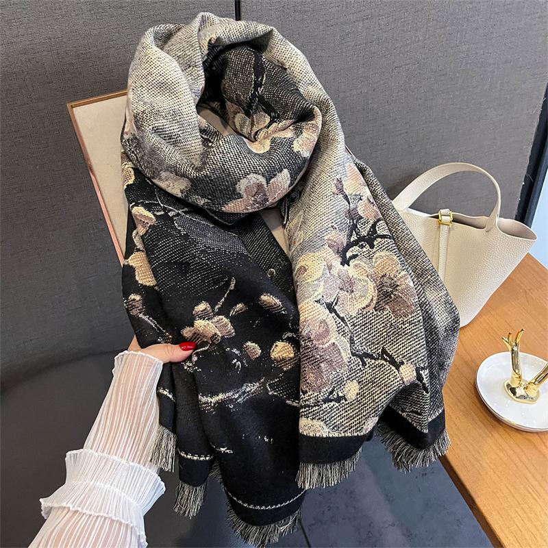 New Cashmere Scarf Women Winter Shawl and Wraps Hijab Thick Blanket Ladies Long Pashmina Echarpe Neckerchief Bufanda