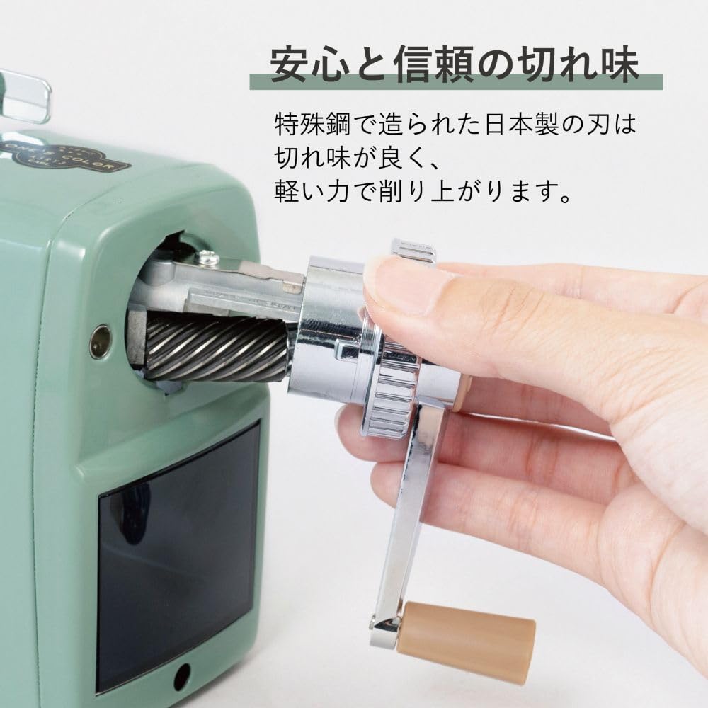 Carl Office Pencil Sharpener Angel 5 Royal 3 Made in Japan with Stepless Lead Adjustment Light Green A5RY3N-U