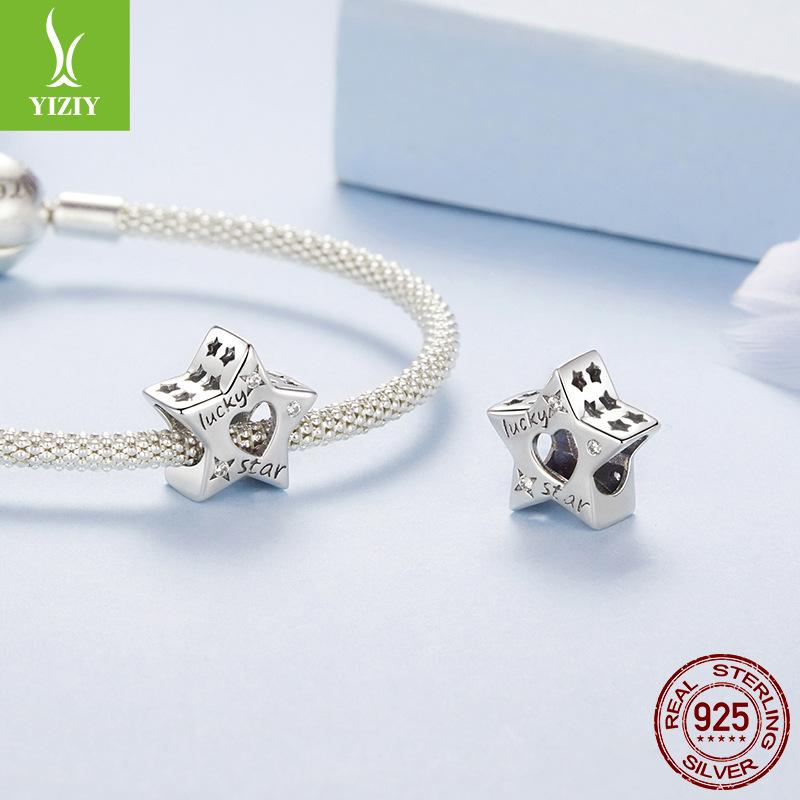 925 Silver Lucky Star Beads, Pendant Diy Bracelet Lucky Pendant Accessories Beads Charm