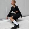 Fashion 2025 Spring Black Pointed-toe Sporty High Sneaker Heels Women's Mesh Boxing Casual Shoes Brand Design Fashion Sexy Shoes