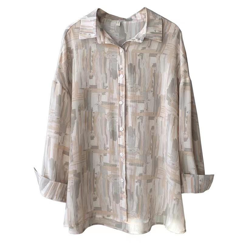 Autumn Women's Chiffon Shirt Retro Hong Kong Style Long Sleeved Shirt Women's Top