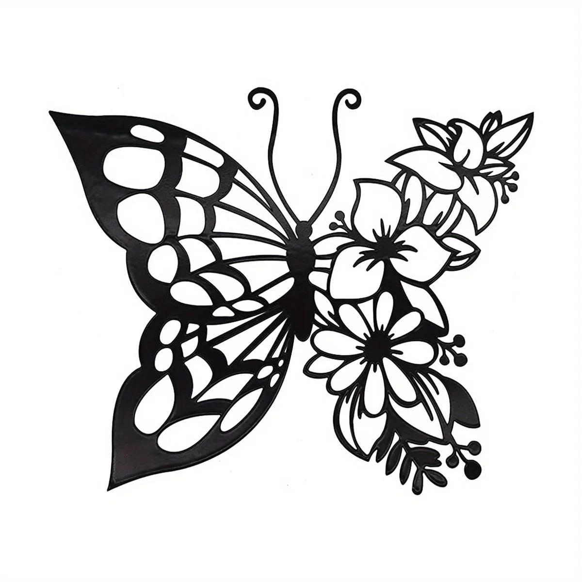 

1 шт. Элегантная бабочка, металлическое настенное искусство - современный силуэт для спальни | Простая установка, украшение для дома чёрный