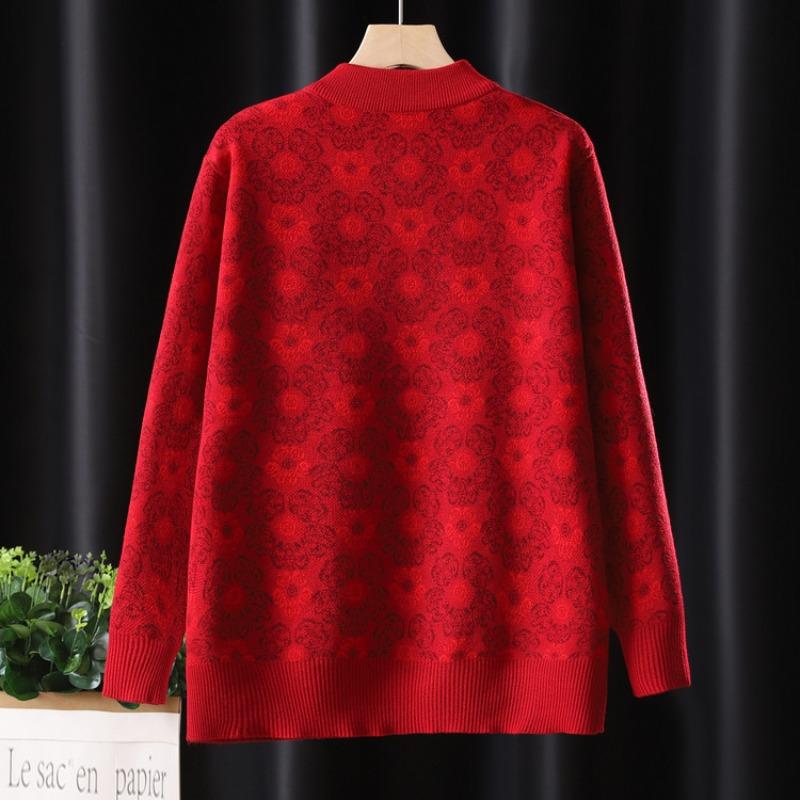 Autumn and winter fashion knitted jacket mother plush thickened sweater medium fashion cardigan top women