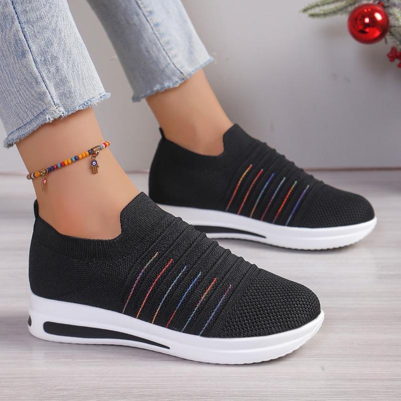 2025 Summer New Large Size Women's Platform Sports Style Casual Flying Weaving Shoes