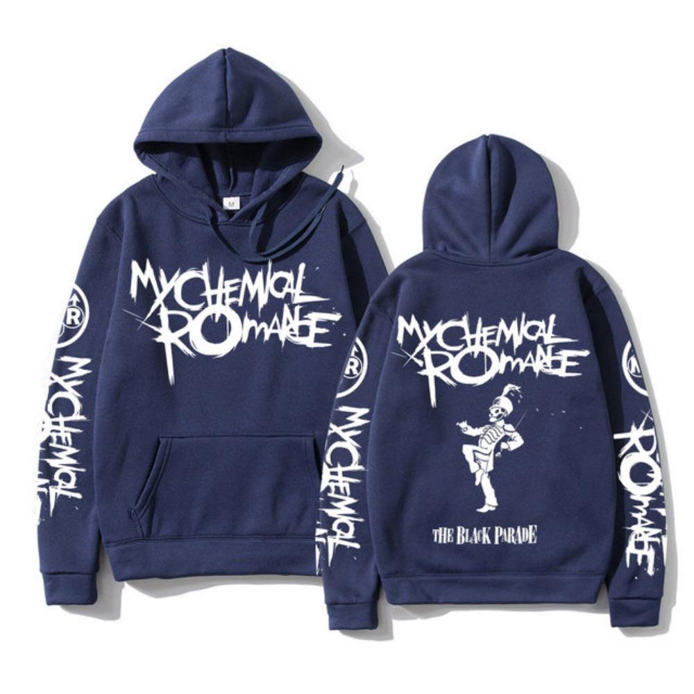 Autumn and Winter Black Parade Punk Emo Rock Men's Velvet Warm Hoodie