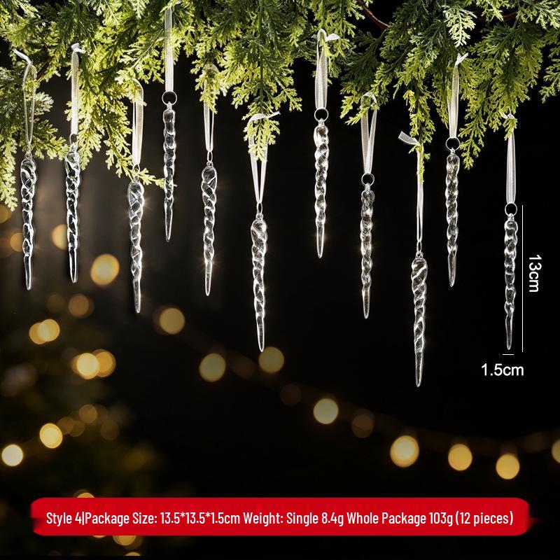 Christmas Icicle Ornaments: Creative Transparent Ice Stick Charms for Tree Decoration