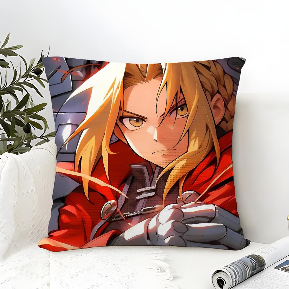 

FAFullmetal Alchemist Brotherhood Pillow Case Cotton Linen Fabric Square Zipper Pillowcase Home Decorative Living Room 30X30cm
