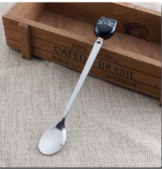 1PC Cat Ceramic Spoons Stainless Steel Cartoon Ice Cream Sugar Tea Dessert Spoon чёрный