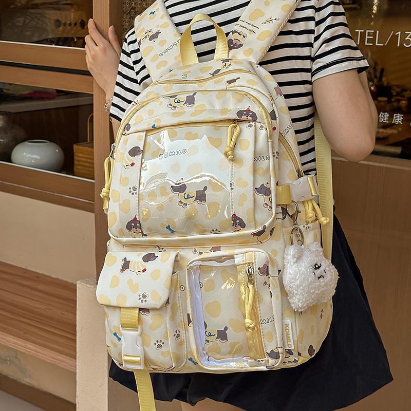 Puppy Printed Schoolbag Junior High School Students Lightweight Backpack Women's Cartoon Backpack