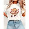 European Size 1pc Women's Cute Valentine's Day Calendar Print T-Shirt - Short Sleeve Round Neck Blouse with Monthly Heart & Event Icons