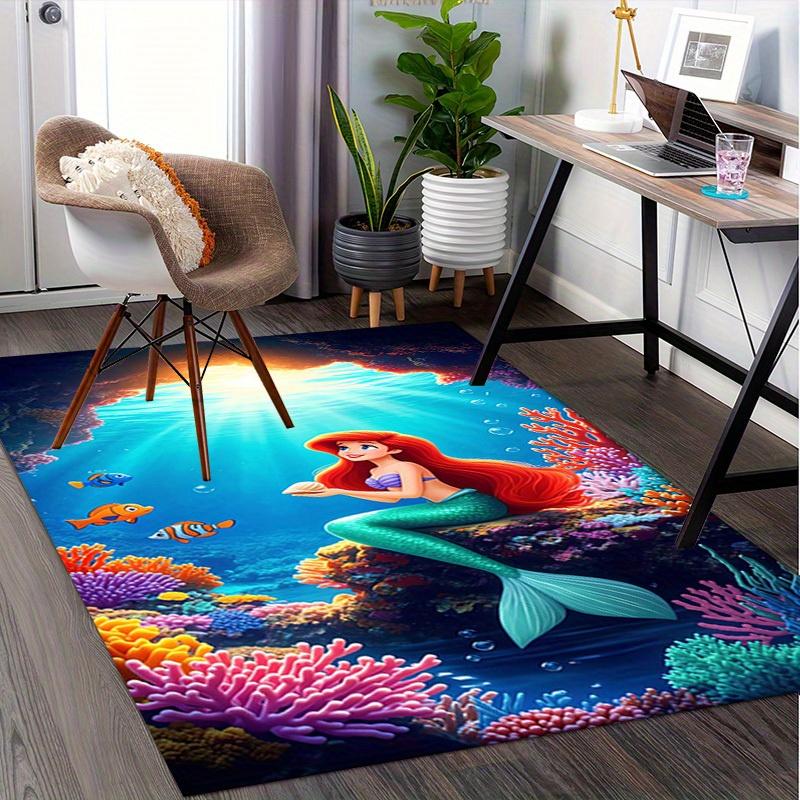 1pcOffice Carpet, Under Chair Rug, Gift for Home Decor, Mermaid Theme Underwater World Design