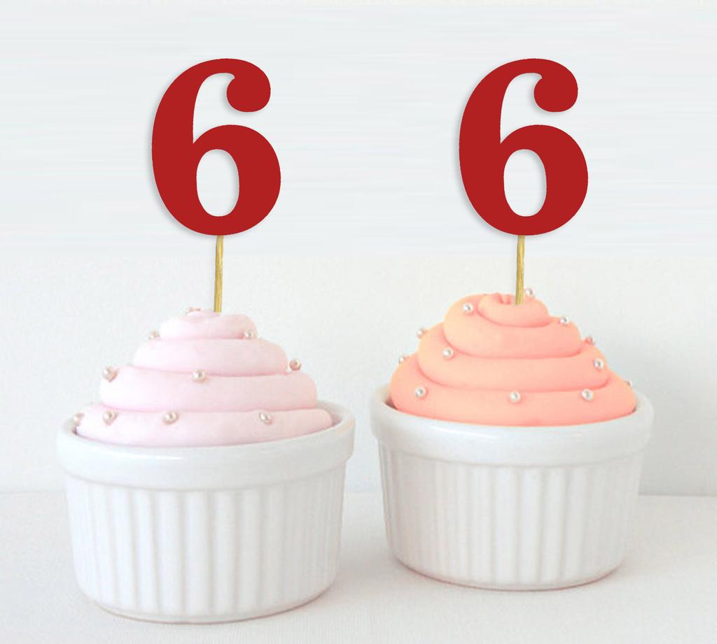 Darling Souvenir| Number 6 Birthday Year Cupcake Toppers| Birthday  Anniversary Party Dessert Decorations - Pack Of
