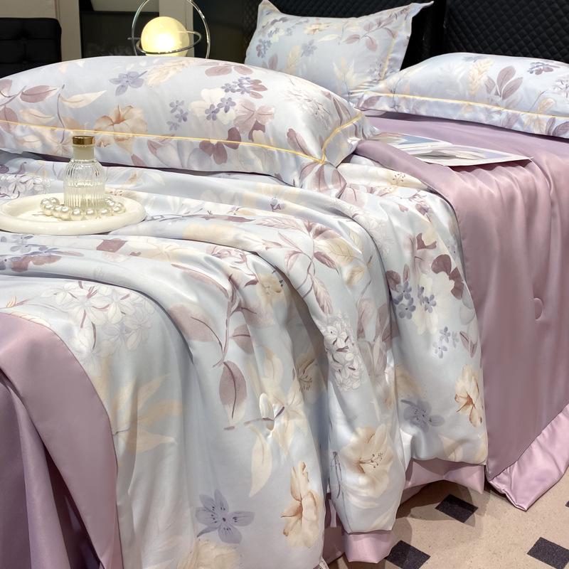 Tencel Summer Quilt Set: 25 Designs - Lightweight Silk, Washable, Perfect for Student Dorm Beds