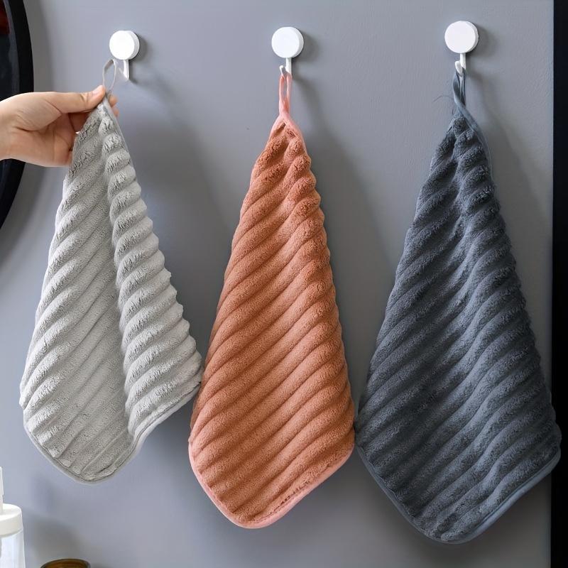 Simple Soft Quick-Dry Hand Towels, Hanging, Absorbent, Soft and Skin-Friendly, for Kitchen, Bathroom, Home