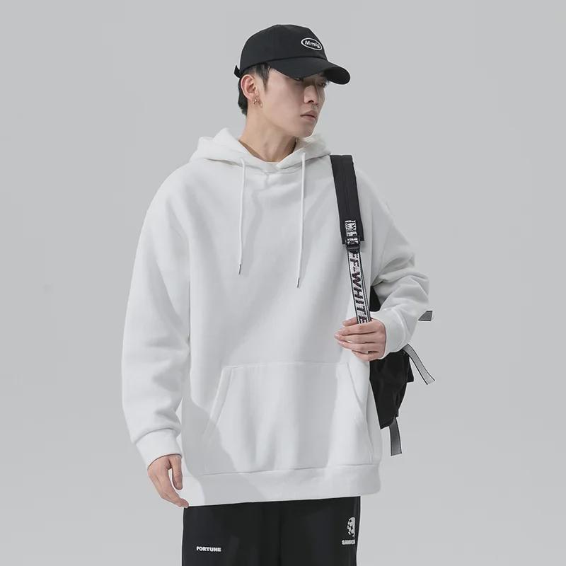 Unisex Oversized Solid Color Hooded Sweatshirt - Long Sleeve Pullover with Pocket