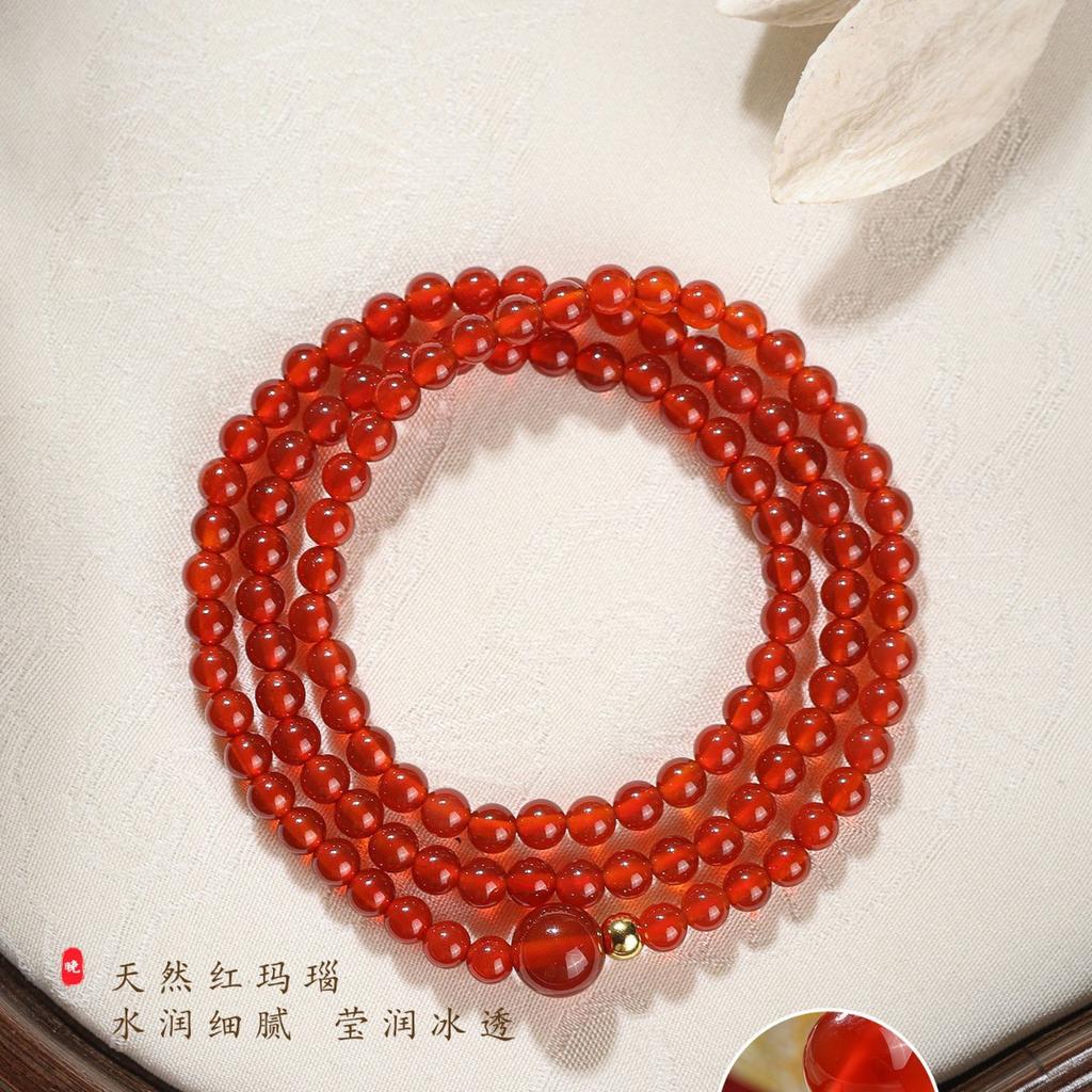 Hongwansha's Official Flagship Store Offers Exquisite and Beautiful Niche Women's Bracelets Made of Pure Natural Red Agate Beads