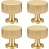 Retro Brass Cabinet Knobs, Elegant Ribbed Handles for Drawers Dressing Tables Modern Golden Metal Cabinet Pulls for Home