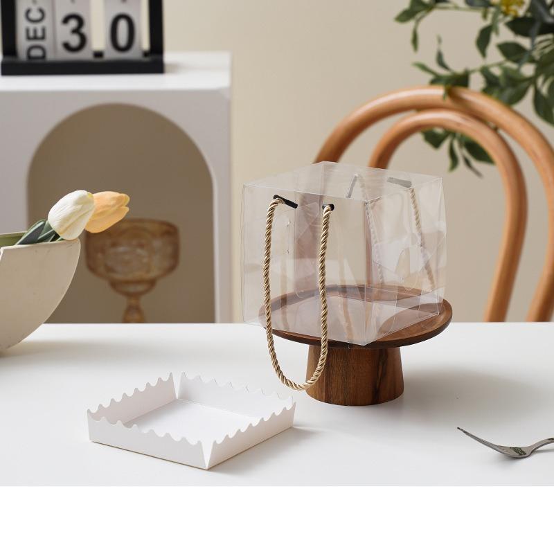 Thickened PET Rectangular Cake Box Transparent Dessert Packaging Case Handheld Biscuit Dessert Boxes 10pcs Empty Box Without Food Portable