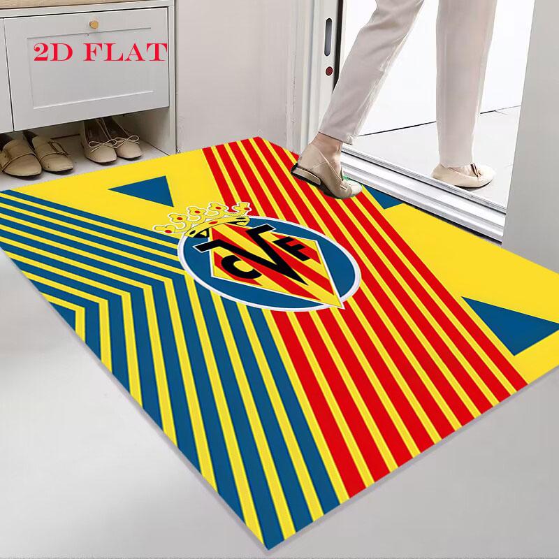 Tappeto Tappeto con Logo Villarreal per Soggiorno Camera da Letto Casa Decorazione Divano, Tappetino Antiscivolo per Giochi Bambini