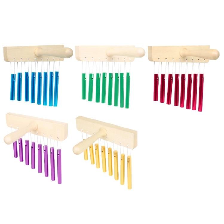 8 Winds Chimes Hanging Decorations with Knock Rod Educational Tool Aluminum Pipe Wood Constructions Winds Bells Pipe
