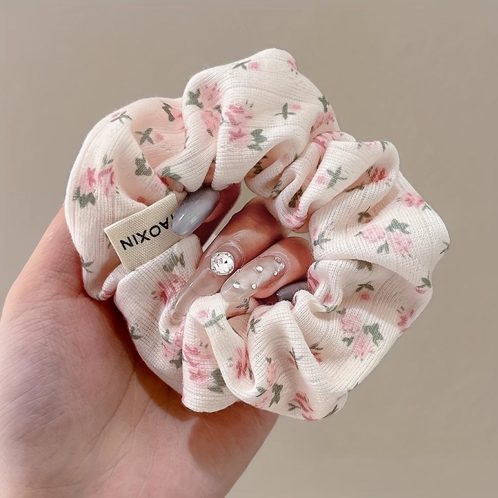 Cute Pink Floral Hair Tie - Soft Fabric, Whimsical Butterfly & Flower Design, Perfect for Ponytails & Buns, Stylish Accessory