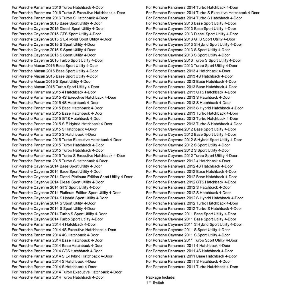 Electric Front Door Window Switch For Porsche Panamera Cayenne Macan 7PP959858