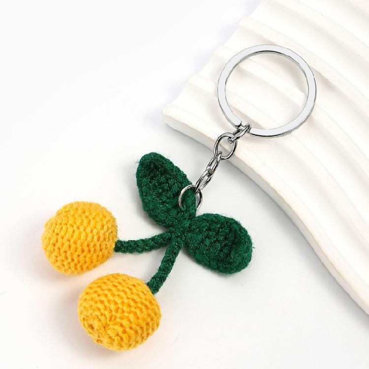 Unique Cherry Charm Pendant Sturdy Yarn Ornament Handmade Knitted Designs Accessory for Keychains and Personalize Gifts