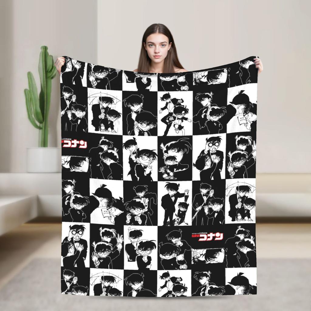 Vintage 90s Detective Conan Anime Blanket Kuroba Kaito Fuzzy Vintage Soft Throw Blankets Bedding Lounge Spring/Autumn Outdoor