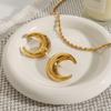 Youthway Fashion Statement 18K Gold Plated Stainless Steel Smooth Moon-shape Earrings Waterproof Anti Allergic Jewelry Party