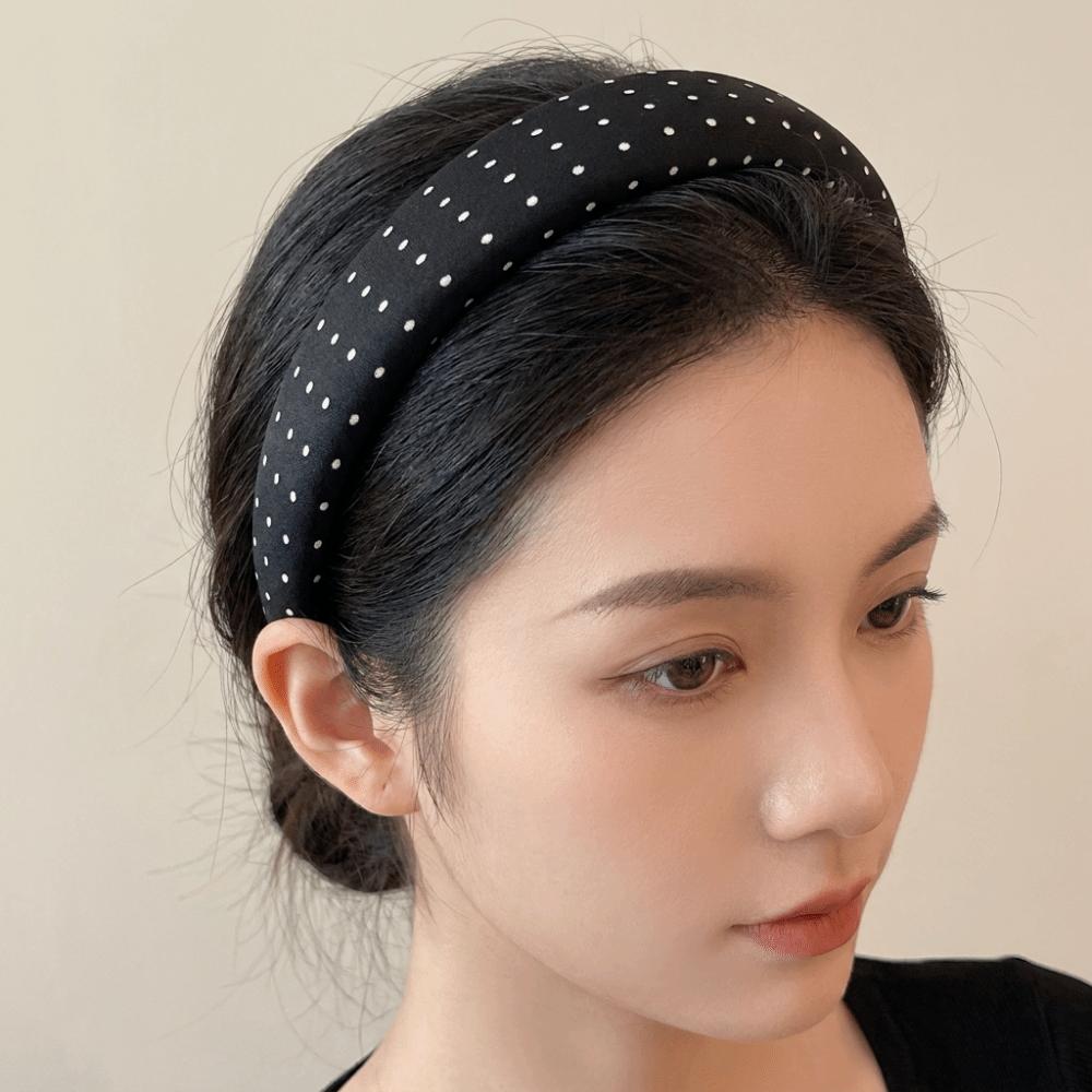 Non-Slip Wide Headband Thin Vintage Hair Hoop Elegant Polka Dot Headband Women