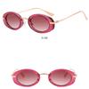 Ladies Sunglasses, Small Frame Oval Retro Too Catwalk Metal Glasses, Personalized Decorative Beach Travel Photo Sunglasses